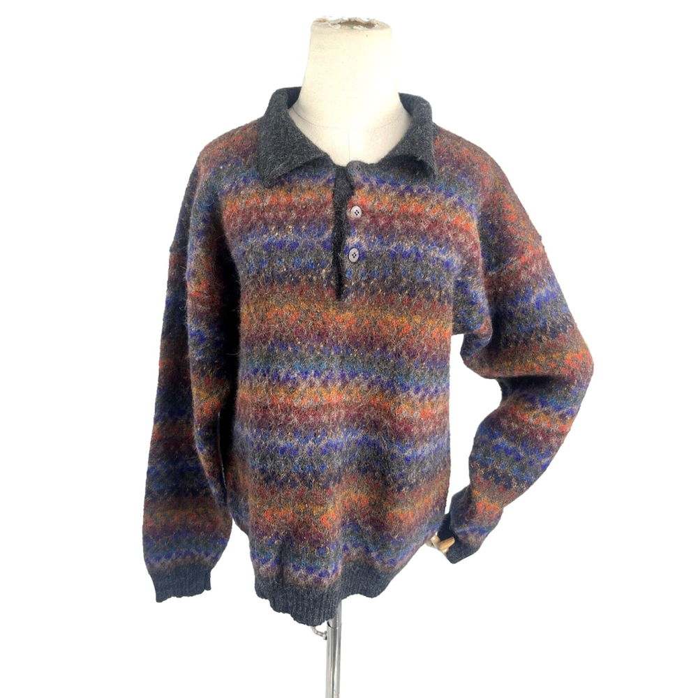 The Territory Ahead‎ Womens 100% Alpaca Sweater Size XL Collared Henley Button